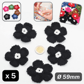 Set of 5 Fabric Bicolor Flower Brooches / Corsage Sew-on Ø59mm #F1-02 - ACCESSOIRES LEDUC BV